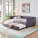 Sofa bed with wheels, upgraded velvet upholstered sofa bed, with Button and Copper Nail on Square Arms,bedroom living room furniture (gray,full,82.75"x58"x30.75") - Supfirm