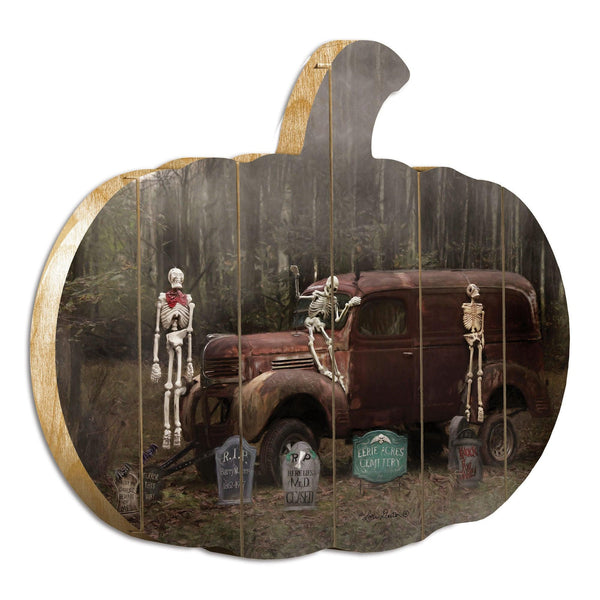 Supfirm "Spooky Crew" By Artisan Lori Deiter Printed on Wooden Pumpkin Wall Art - Supfirm