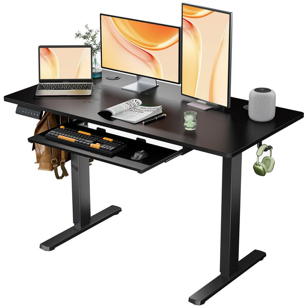 Sweetcrispy Electric Standing Desk with Keyboard Tray Large Ergonomic Computer Desk Home Office Desk,48 x 24 Inches Black - Supfirm