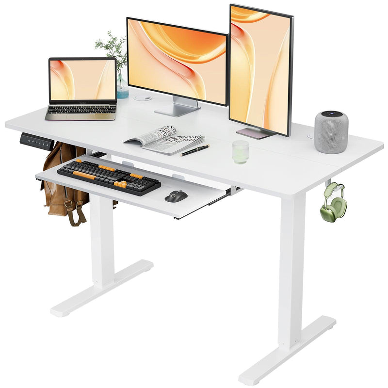 Sweetcrispy Electric Standing Desk with Keyboard Tray Large Ergonomic Computer Desk Home Office Desk,48 x 24 Inches White - Supfirm