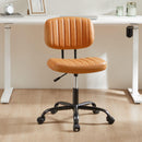 SWEETCRISPY PU Leather Low Back Task Chair Small Home Office Chair with Wheels - Supfirm