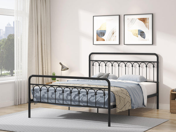 Tara Metal Bed Queen, Black, Common - Supfirm