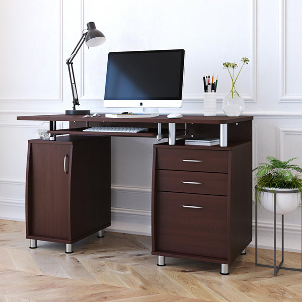 Techni Mobili Complete Workstation Computer Desk with Storage, Chocolate - Supfirm