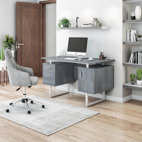 Techni Mobili Modern Office Desk with Storage, Grey - Supfirm