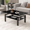 Tempered Black Glass Coffee Table, 2-Layers Tea Table - Supfirm