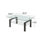 Supfirm Tempered Clear Glass Coffee Table, 2-Layers Coffee Table Living Room Center Table - Supfirm