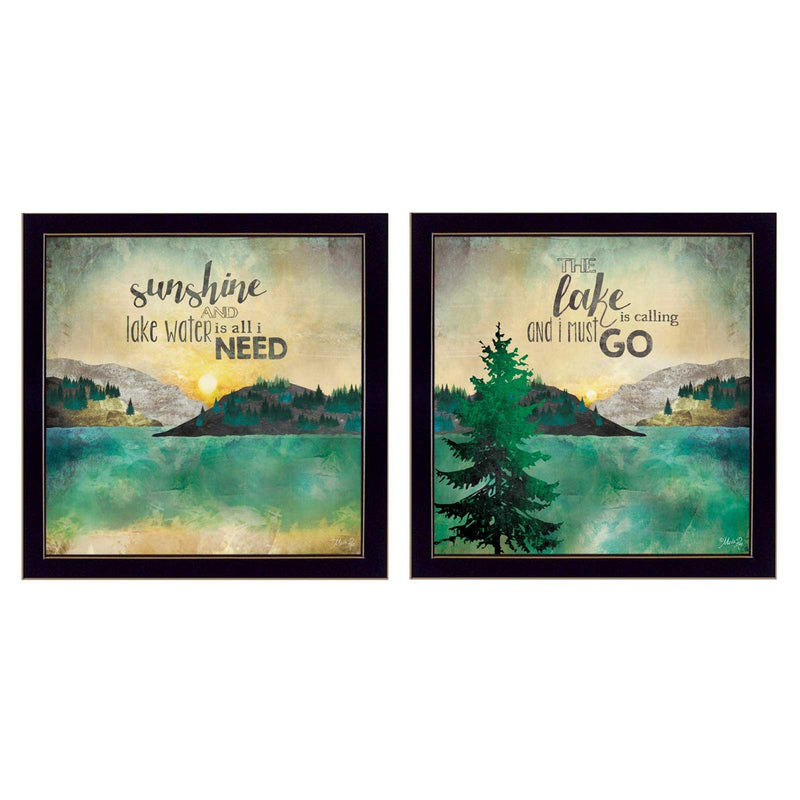 Supfirm "The Lake is Calling Collection" 2-Piece Vignette By Marla Rae, Printed Wall Art, Ready To Hang Framed Poster, Black Frame - Supfirm