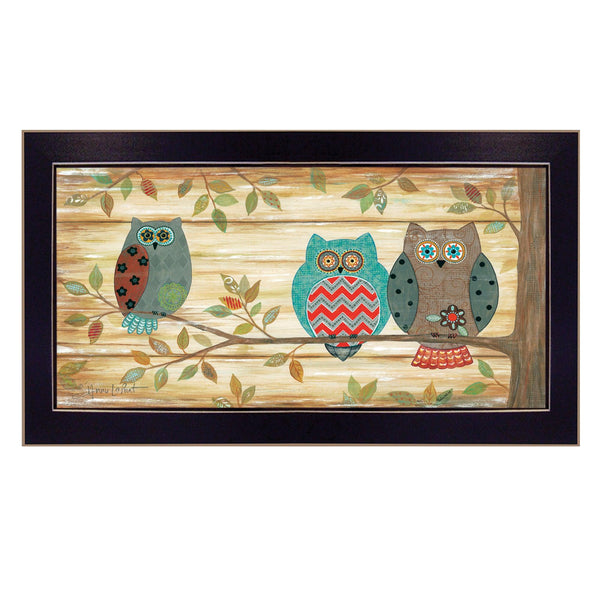 Supfirm "Three Wise Owls" By Annie LaPoint, Printed Wall Art, Ready To Hang Framed Poster, Black Frame - Supfirm