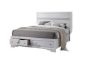 Traditional Matrix Queen Size Storage Bed in White made with Wood - Supfirm