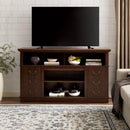 Traditional TV Media Stand Farmhouse Rustic Entertainment Console for TV Up to 65" with Open and Closed Storage Space, Espresso, 60"W*15.75"D*34.25"H - Supfirm