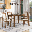 TREXM 5-Piece Wood Dining Table Set Simple Style Kitchen Dining Set Rectangular Table with Upholstered Chairs for Limited Space (Walnut) - Supfirm