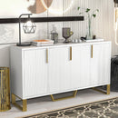 TREXM Modern sideboard with Four Doors, Metal handles & Legs and Adjustable Shelves Kitchen Cabinet (White) - Supfirm