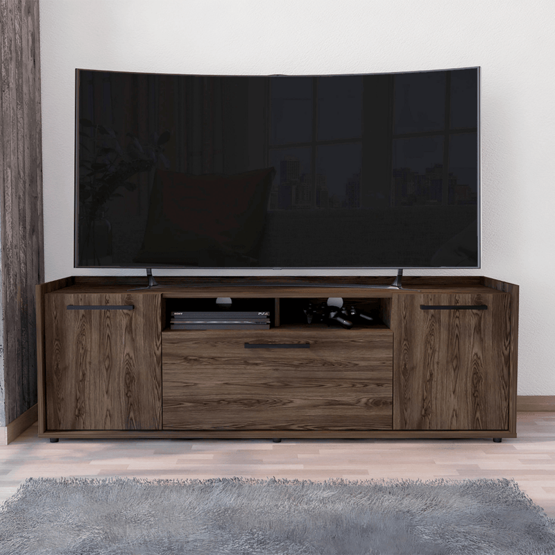 Tv Stand for TV´s up 55" Dext, One Cabinet, Double Door, Dark Walnut Finish - Supfirm