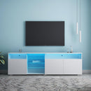 TV Stand High Gloss Doors Modern TV Stand LED (White) - Supfirm