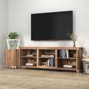 Supfirm TV Stand Storage Media Console Entertainment Center With Two Doors, Yellow Walnut - Supfirm