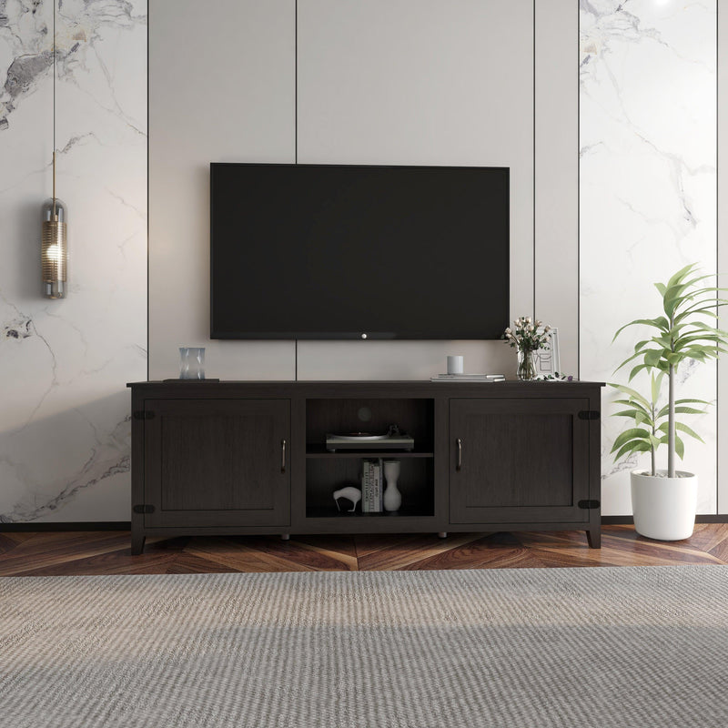 Supfirm TV Stand Storage Media Console Entertainment Center,Tradition Black,with doors - Supfirm