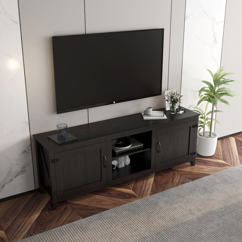 Supfirm TV Stand Storage Media Console Entertainment Center,Tradition Black,with doors - Supfirm