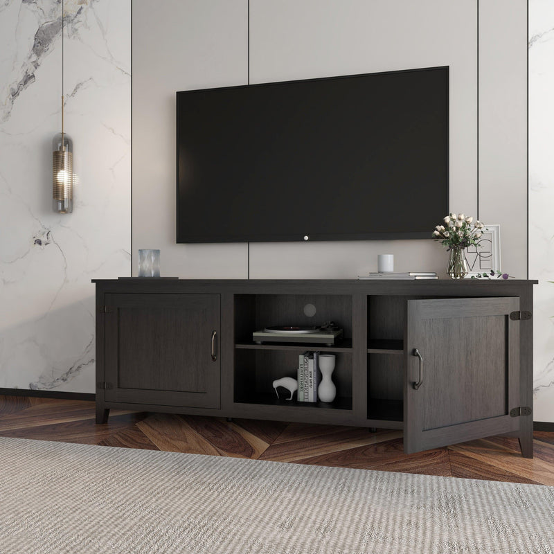 Supfirm TV Stand Storage Media Console Entertainment Center,Tradition Black,with doors - Supfirm