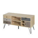 Supfirm TV Stand with Storage Cabinet and Shelves, TV Console Table for Living Room,bohemian style - Supfirm