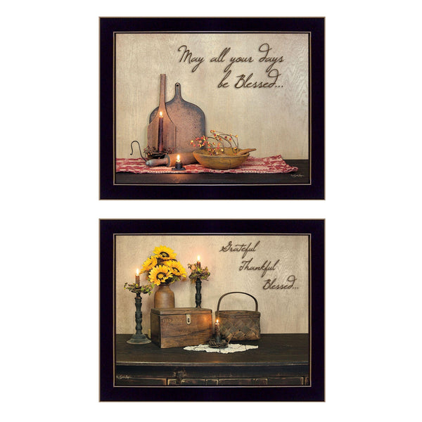 Supfirm "Twice Blessed Collection" 2-Piece Vignette By Susan Boyer, Printed Wall Art, Ready To Hang Framed Poster, Black Frame - Supfirm