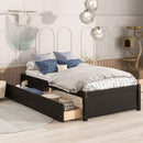 Twin Bed with 2 Drawers, Solid Wood, No Box Spring Needed ,Espresso - Supfirm