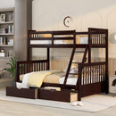 Twin-Over-Full Bunk Bed with Ladders and Two Storage Drawers(Espresso)( old sku:LT000165AAP） - Supfirm