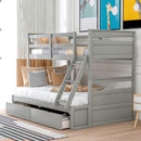 Twin over Full Bunk Bed with Storage - Gray(OLD SKU :LP000022AAE) - Supfirm