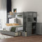 Twin over Full/Twin Bunk Bed, Convertible Bottom Bed, Storage Shelves and Drawers, Gray - Supfirm