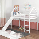 Twin Size Loft Bed with Slide, House Bed with Slide,White(OLD SKU :WF281158AAK) - Supfirm