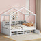 Twin Size Wooden House Bed with Shelves and a Mini-cabinet, White - Supfirm