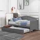 Twin Wooden Daybed with Trundle Bed, Sofa Bed for Bedroom Living Room, Gray - Supfirm