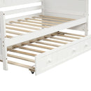 Supfirm Twin Wooden Daybed with Trundle Bed, Sofa Bed for Bedroom Living Room,White - Supfirm