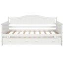 Supfirm Twin Wooden Daybed with Trundle Bed, Sofa Bed for Bedroom Living Room,White - Supfirm