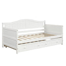 Supfirm Twin Wooden Daybed with Trundle Bed, Sofa Bed for Bedroom Living Room,White - Supfirm