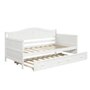 Supfirm Twin Wooden Daybed with Trundle Bed, Sofa Bed for Bedroom Living Room,White - Supfirm