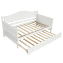 Supfirm Twin Wooden Daybed with Trundle Bed, Sofa Bed for Bedroom Living Room,White - Supfirm