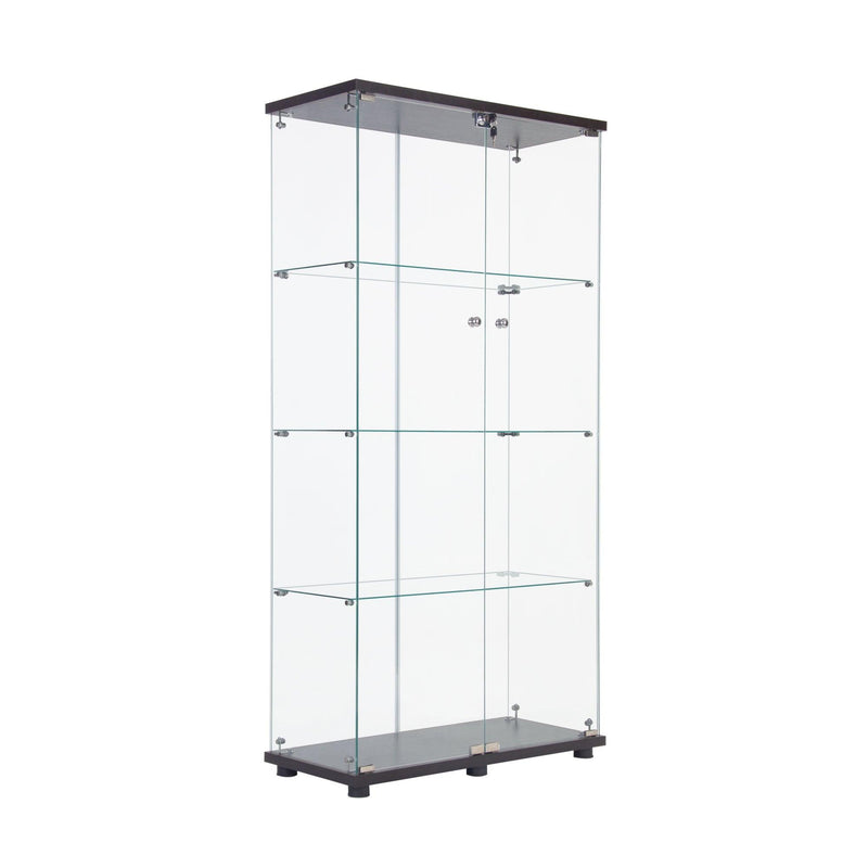 Supfirm Two Door Glass Cabinet Glass Display Cabinet with 4 Shelves, Black - Supfirm