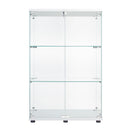 Supfirm Two-door Glass Display Cabinet 3 Shelves with Door, Floor Standing Curio Bookshelf for Living Room Bedroom Office, 49.49” x 31.77”x 14.37”, White - Supfirm