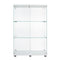 Supfirm Two-door Glass Display Cabinet 3 Shelves with Door, Floor Standing Curio Bookshelf for Living Room Bedroom Office, 49.49” x 31.77”x 14.37”, White - Supfirm