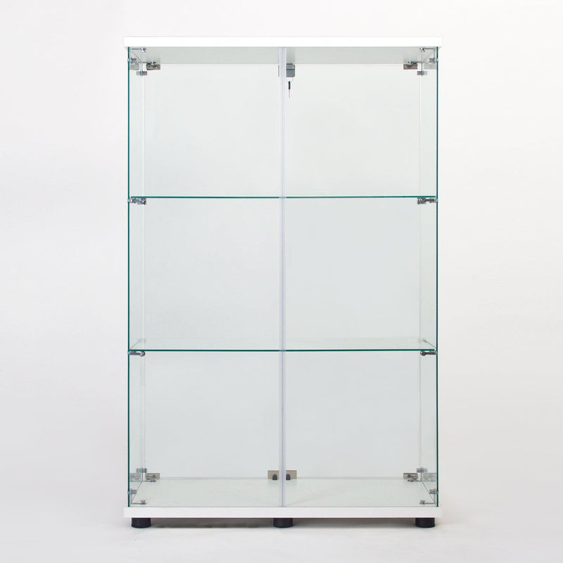 Supfirm Two-door Glass Display Cabinet 3 Shelves with Door, Floor Standing Curio Bookshelf for Living Room Bedroom Office, 49.49” x 31.77”x 14.37”, White - Supfirm