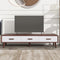 U-Can Modern TV Stand with 3 Drawers Adorned with Embossed Patterns for 65+ Inch TV, Rectangle Entertainment Center with Ample Storage Space for Living Room, Brown+White - Supfirm