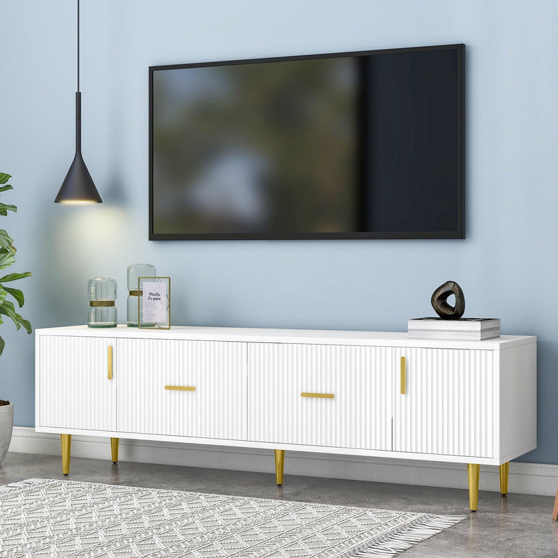 U-Can Modern TV Stand with 5 Champagne Legs - Durable, Stylish and Spacious, TVs Up to 75'' - Supfirm