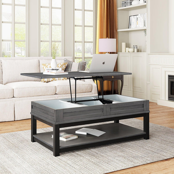 Supfirm U-style Lift Top Coffee Table with Inner Storage  Space and Shelf - Supfirm