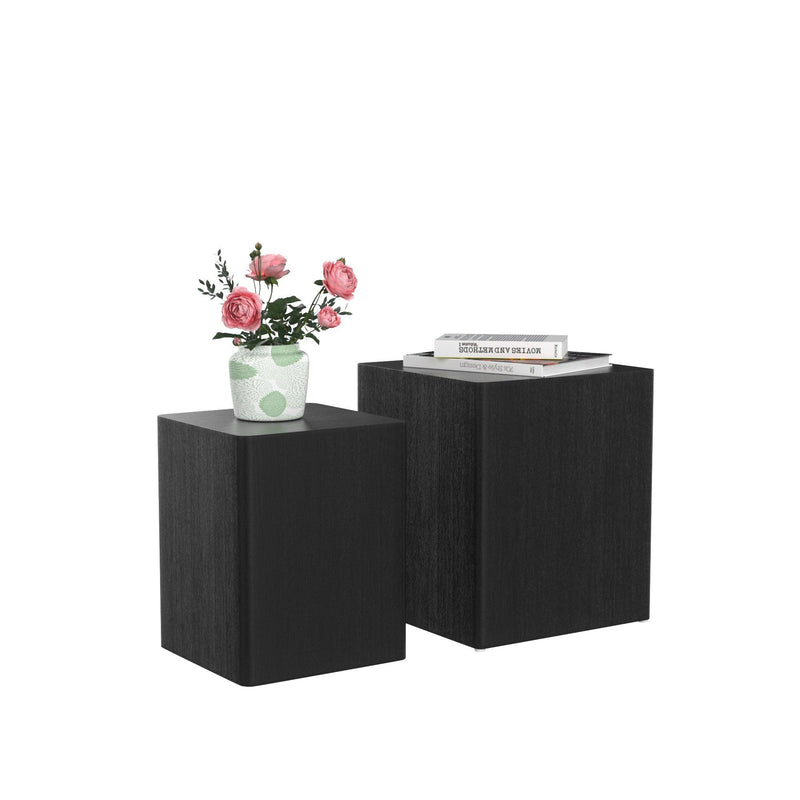 Supfirm Upgrade MDF Nesting table/side table/coffee table/end table for living room,office,bedroom ，Black Oak, set of 2 - Supfirm