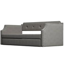 Supfirm Upholstered Daybed with Trundle, Wood Slat Support,Upholstered Frame Sofa Bed , Twin,Gray - Supfirm