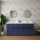 Vanity Sink Combo featuring a Marble Countertop, Bathroom Sink Cabinet, and Home Decor Bathroom Vanities - Fully Assembled Blue 72-inch Vanity with Sink 23V02-72NB - Supfirm