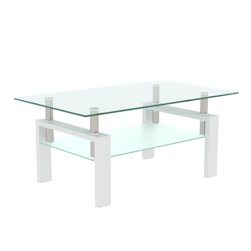 Supfirm White Coffee Table, Clear Coffee Table，Modern Side Center Tables for Living Room， Living Room Furniture - Supfirm