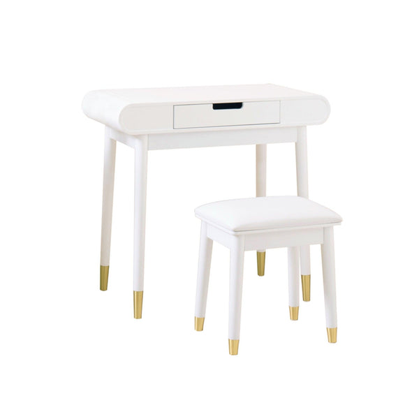 White Makeup Vanity Set with Stool, High Gloss Finish Dressing Table with Solid Stool,without Mirror!!! - Supfirm