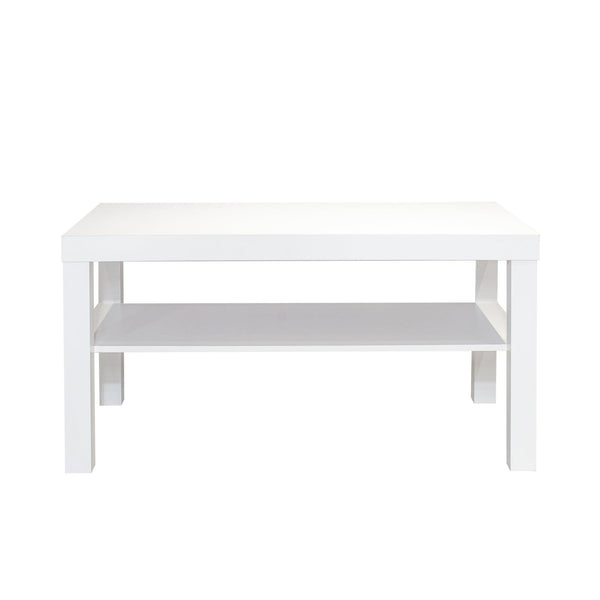 Supfirm White Wooden 2-Tier Coffee Table with Storage Shelf, Center Table for Living Room, Home, Office - Supfirm