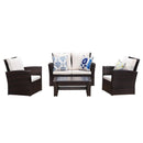 Wholesale Modern 4 Seater Sofa Brown Couches Furniture Set With End Side Coffee Table 4 Pieces - Supfirm